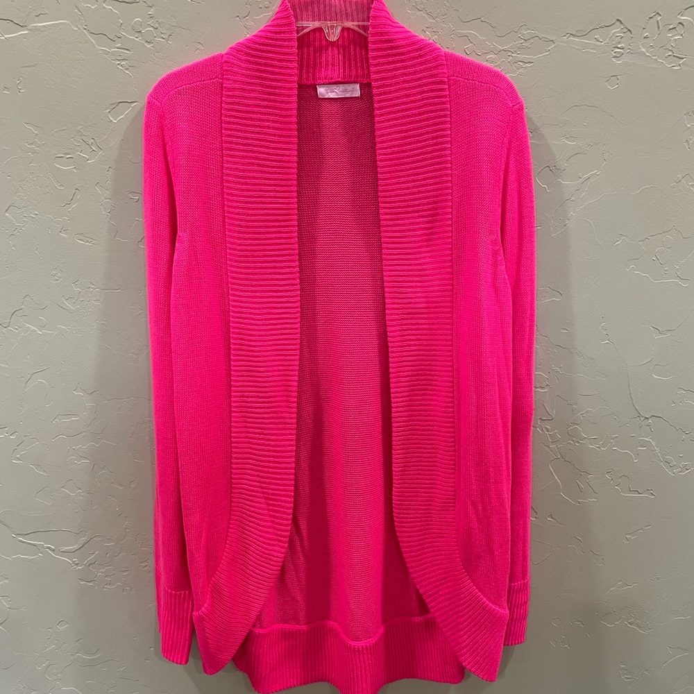 Lilly Pulitzer neon pink scoop cardigan